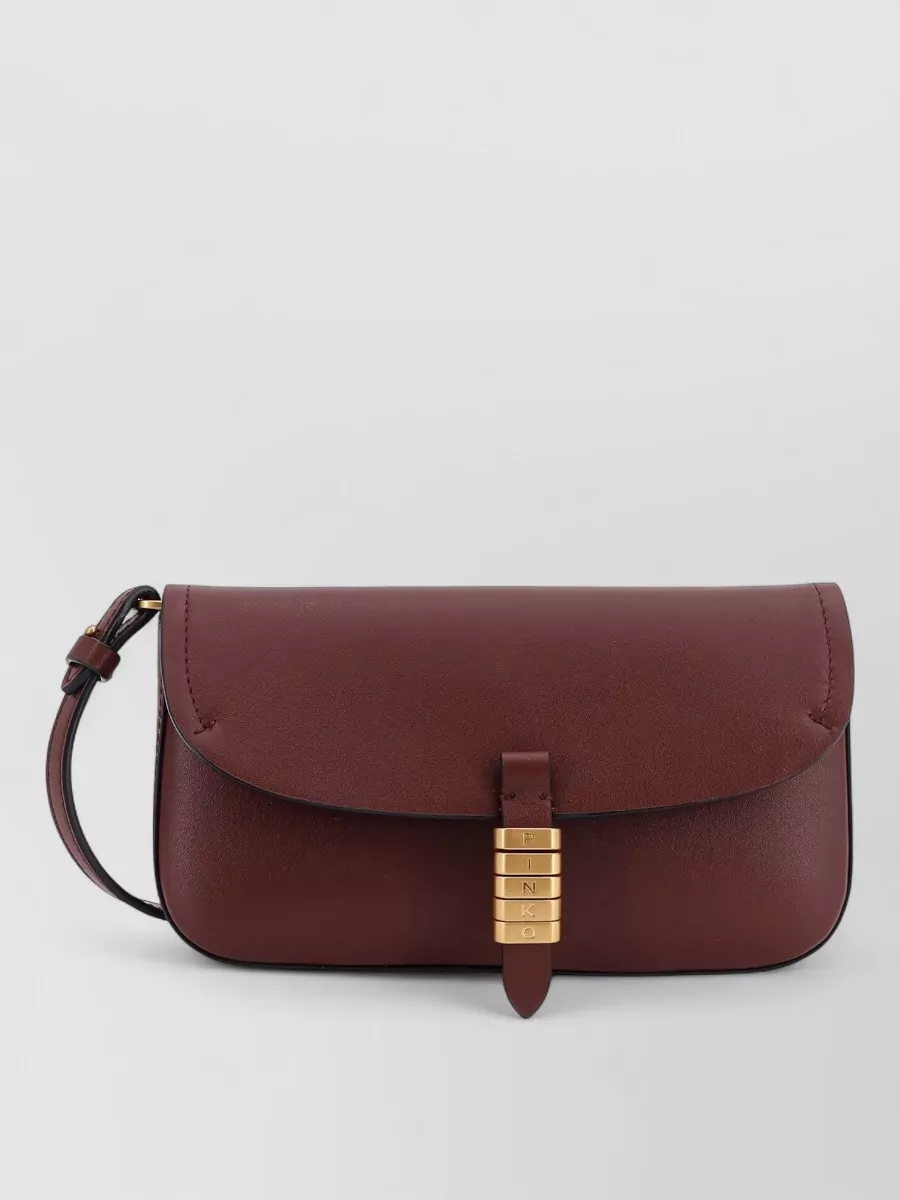 Pinko Saddle Flat Leather Shoulder Bag