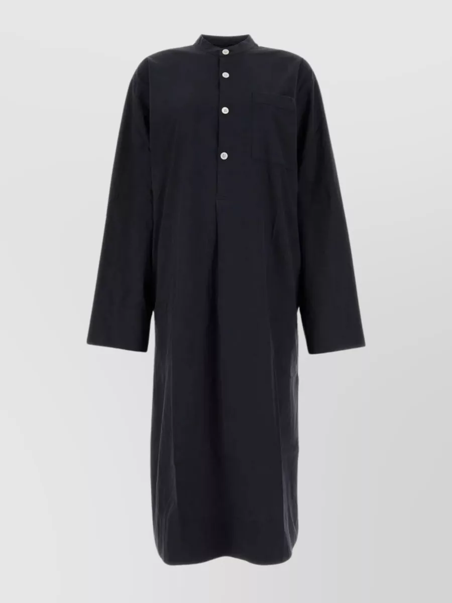 Shop Tekla Cotton Shirt Dress With Side Slits In Black