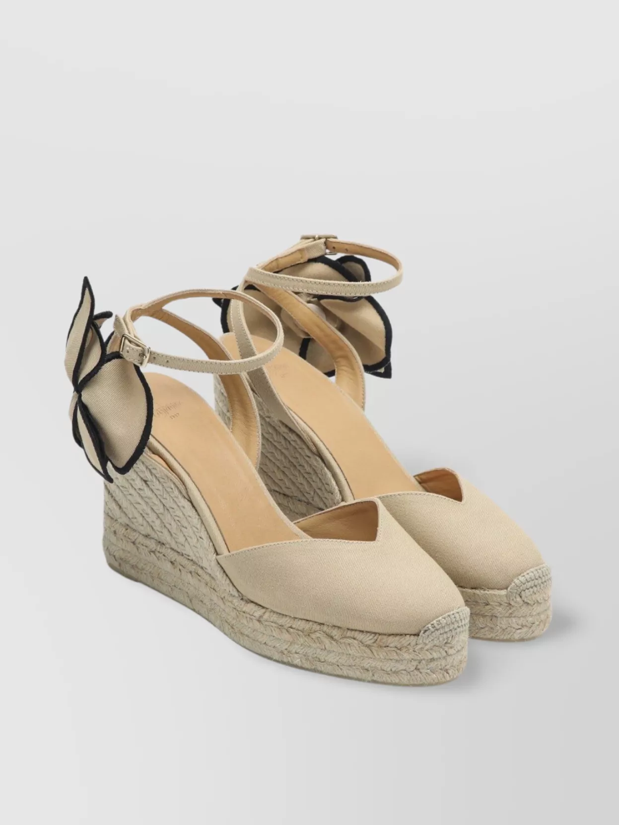 Castaã±er Wedge Espadrilles Peep Toe Bow Detail