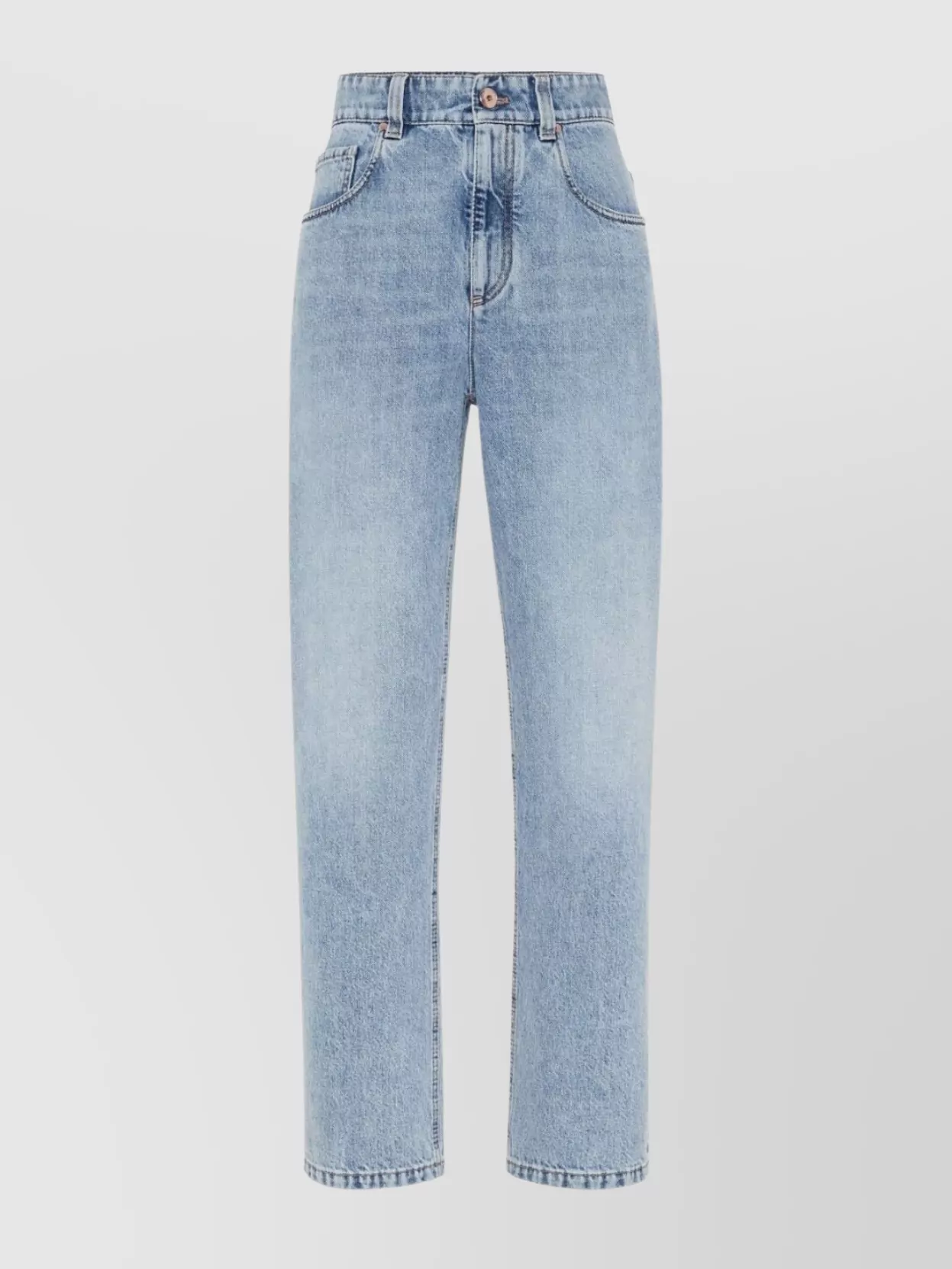 Brunello Cucinelli Faded Wash Five-pocket Denim Trousers In Brown