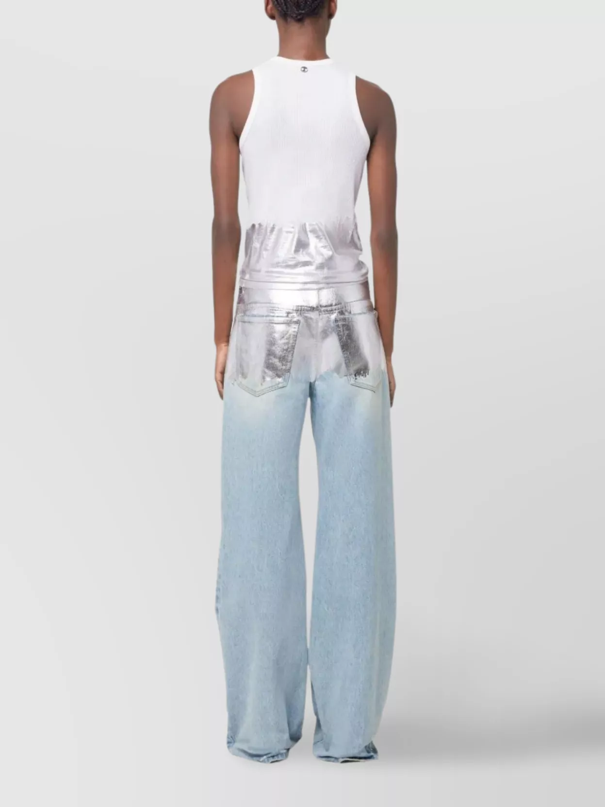Rabanne Embellished Metallic Ribbed Stretch-cotton Jersey Tank
