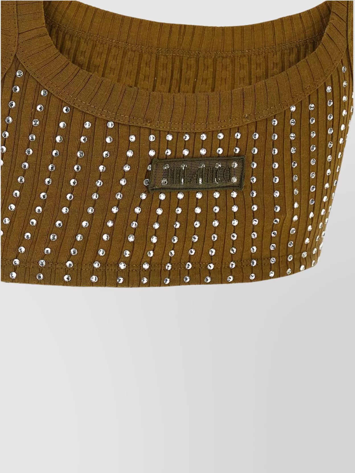 The Attico Crystal Square Neckline Sleeveless Cropped Top