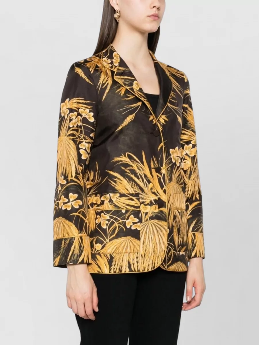 F.r.s For Restless Sleepers Silk Floral-Print Mandarin-Collar Long-Sleeve Shirt