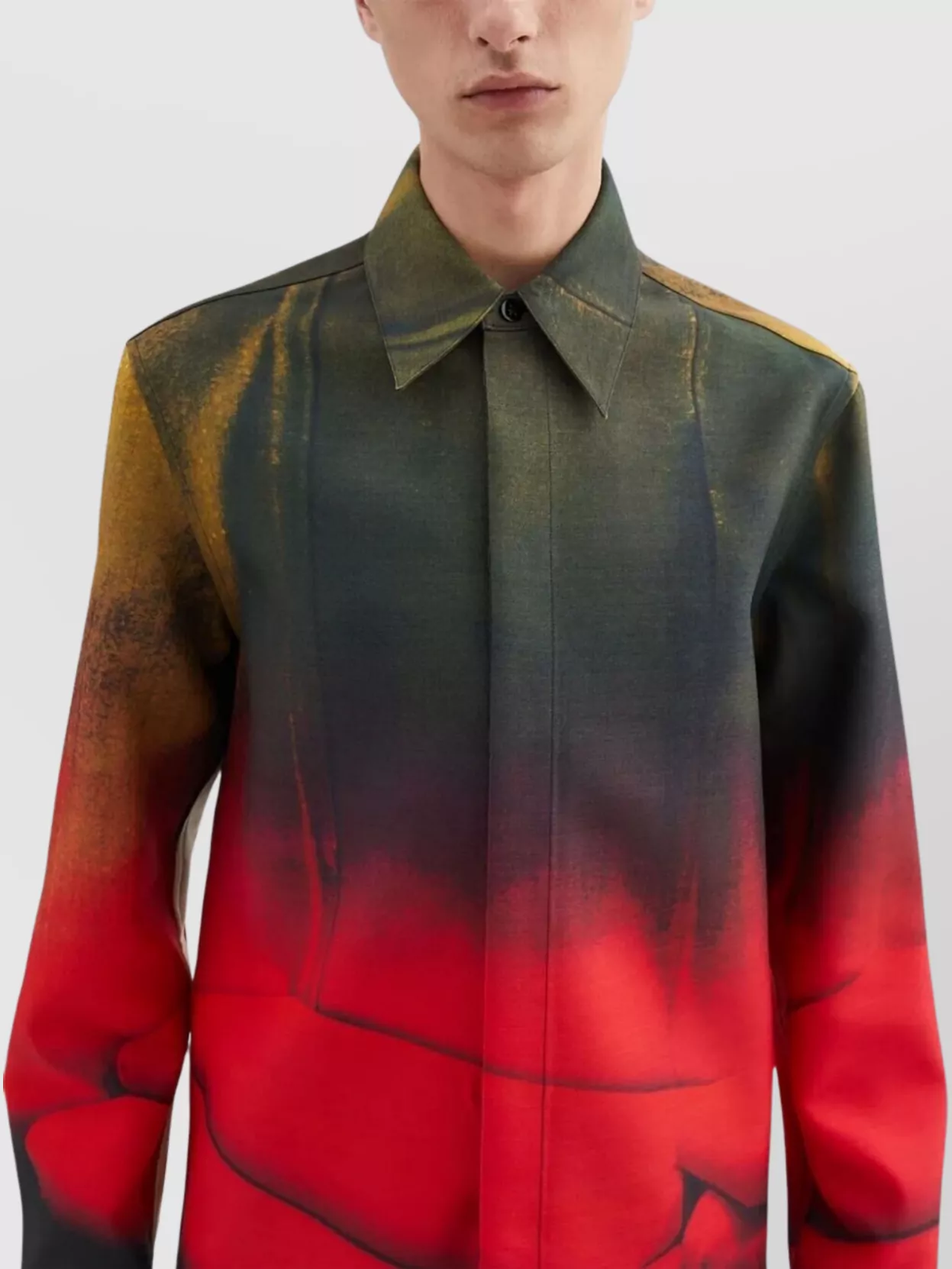 Jil Sander Casual Gradient Long Sleeve Shirt With Buttoned Cuffs In Multi