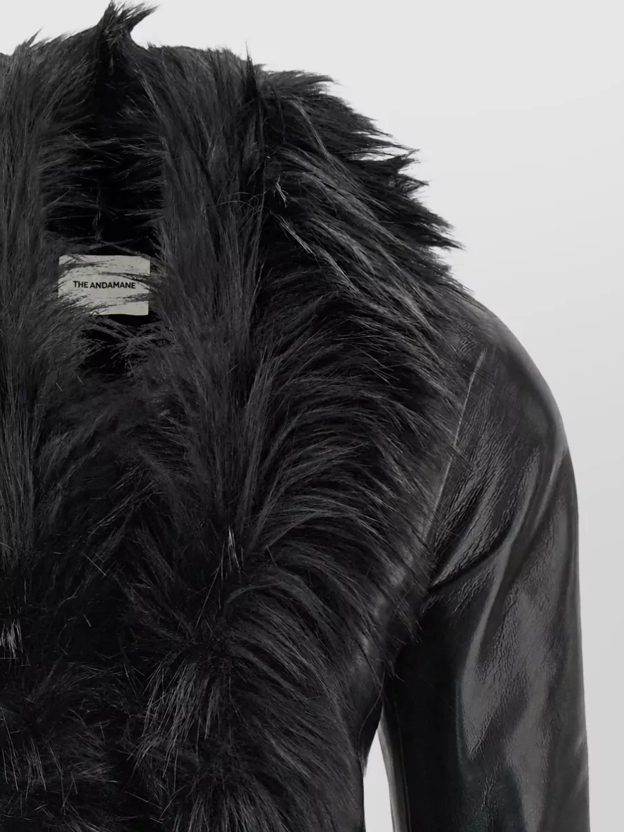 The Andamane Faux Fur Trim Leather-Effect Fitted Jacket