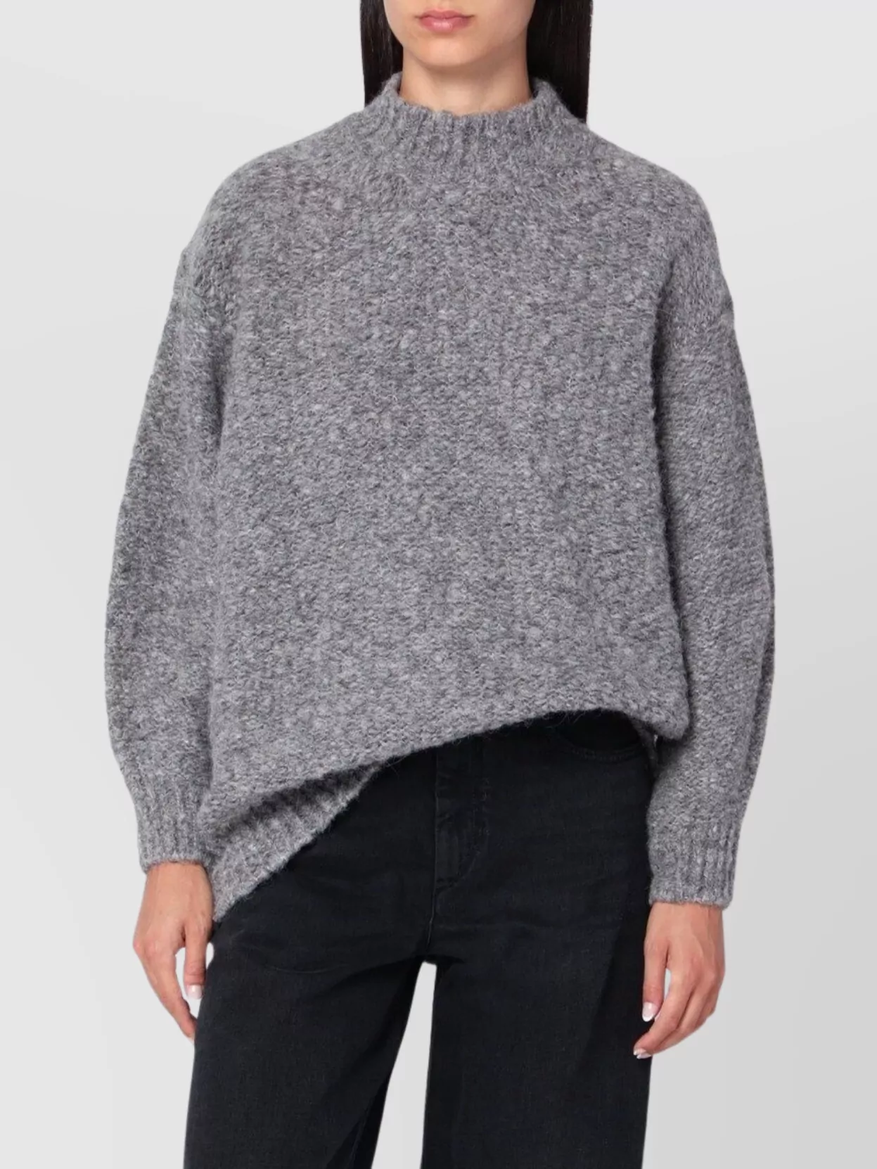 Isabel Marant Alpaca Blend Sweater Asymmetric Hem In Gray