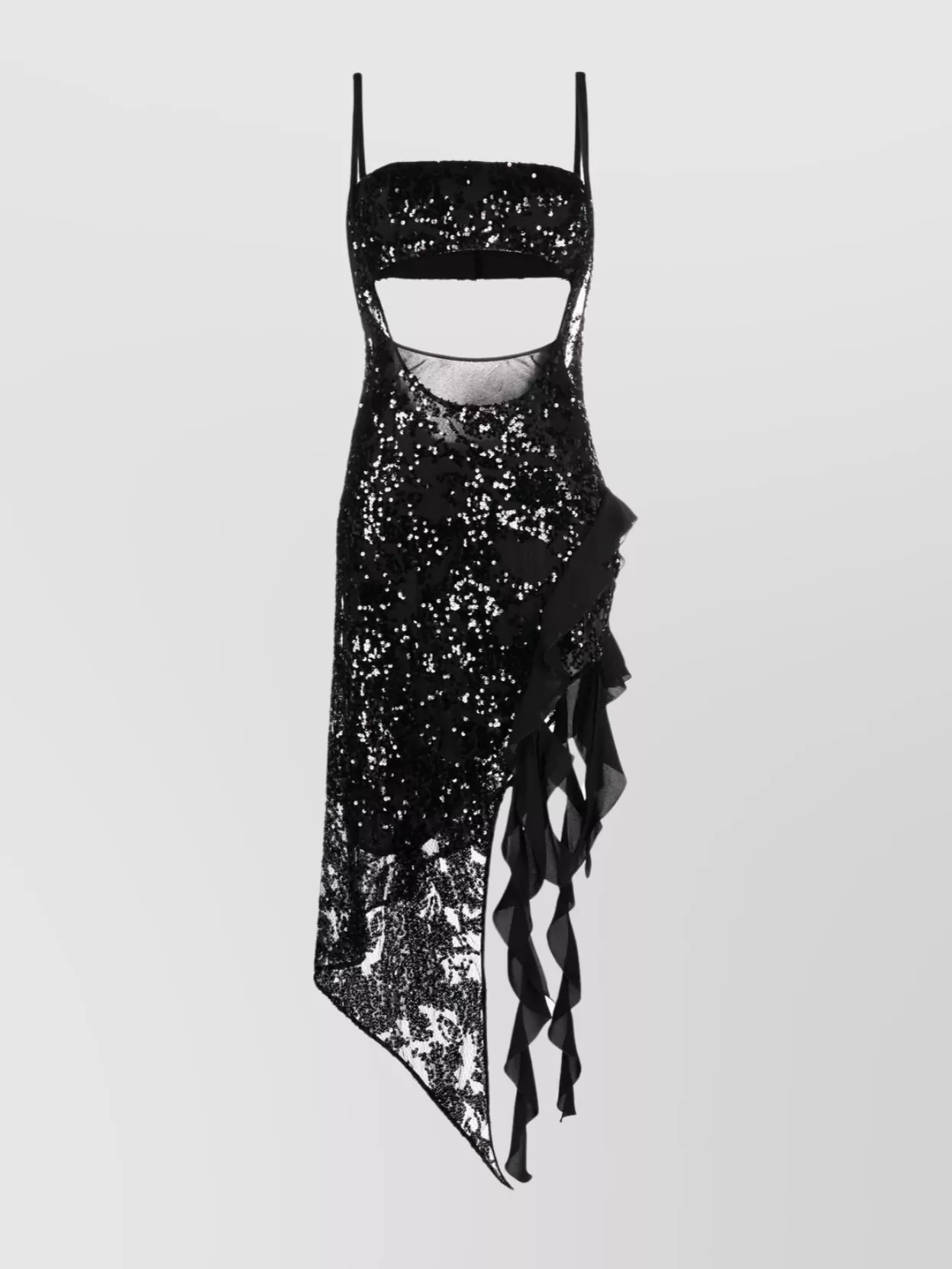 Shop Attico Nora Asymmetric Lace Overlay Dress In Black