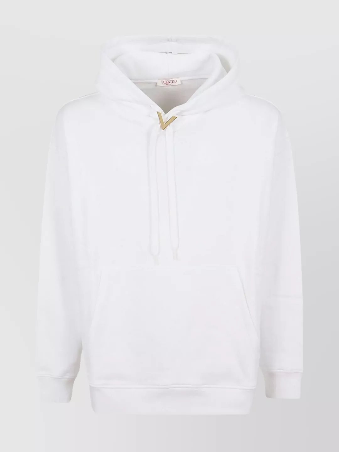 Valentino V Detail Cotton Hooded Sweatshirt In White