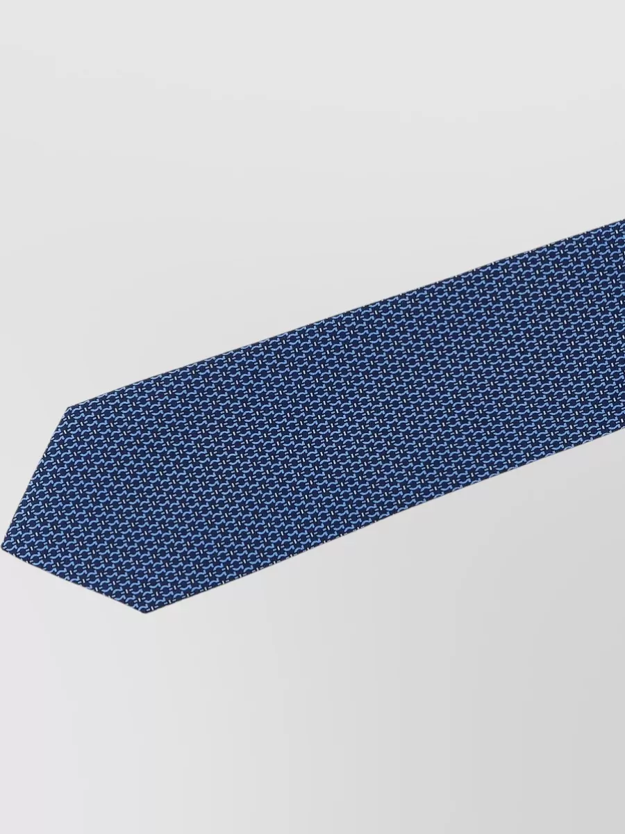 Ferragamo Gancini Motif Tie Slim Cut In Blue