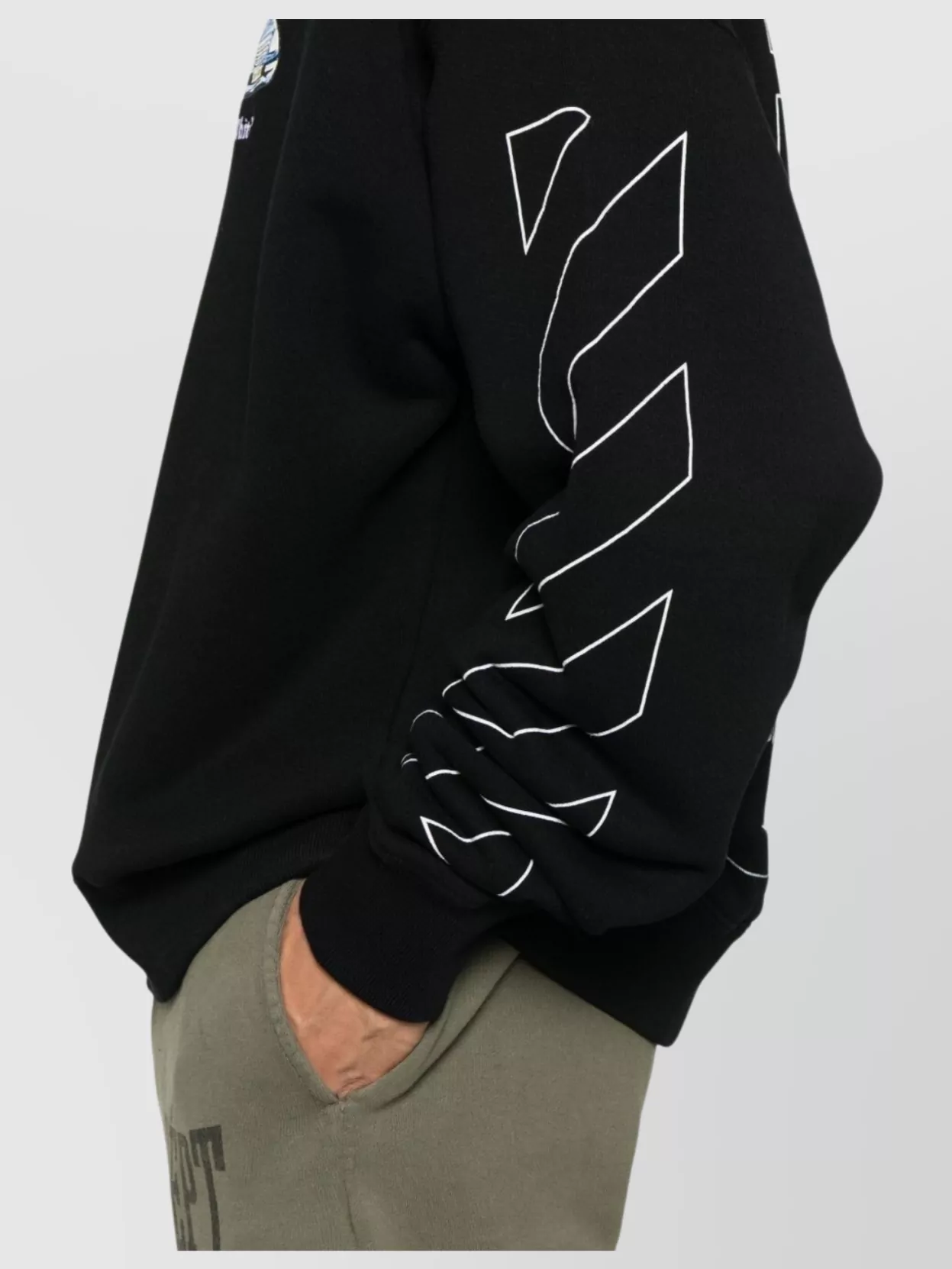 Off-White Graphic Print Crewneck Sweatshirt With Dropped Shoulders