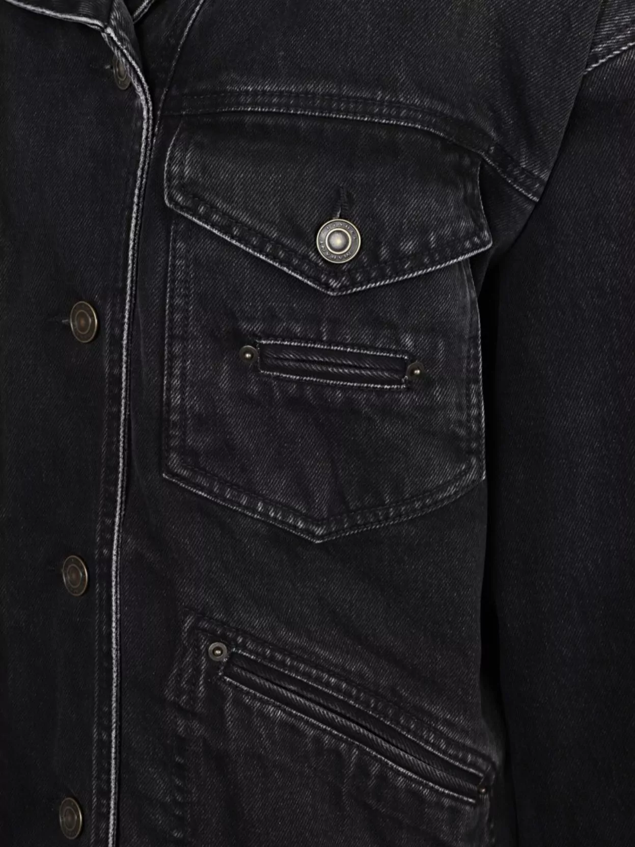 Isabel Marant Cotton Denim Jacket Featuring Shearling Collar In Black