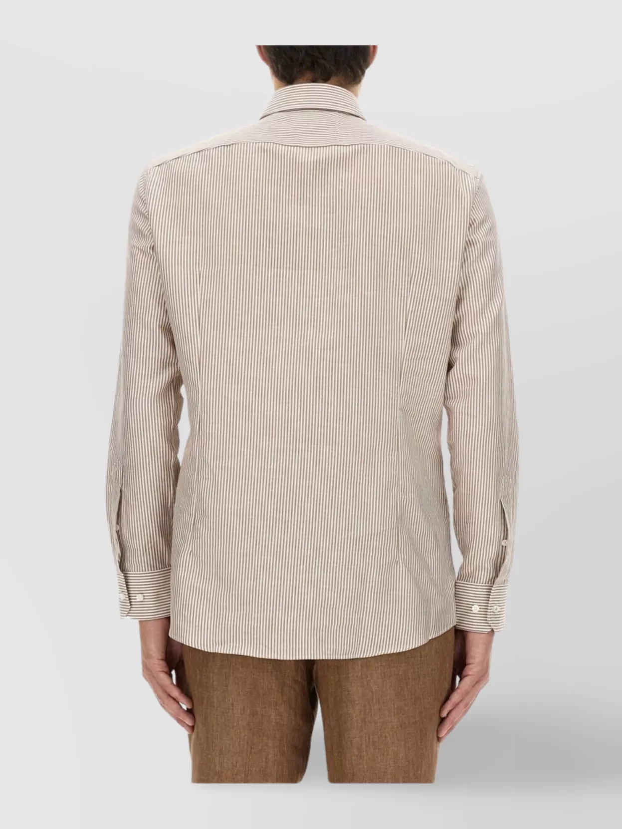 Boss Striped Shirt With Button-Down Collar And Cuffed Sleeves