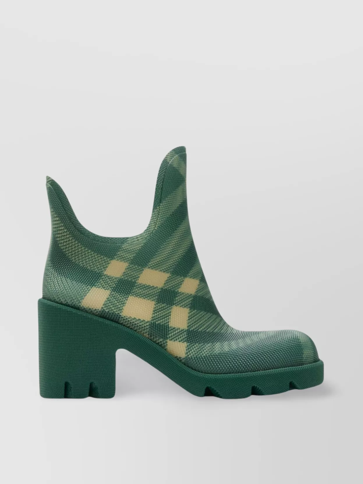 Shop Burberry Checkered Block Heel Ankle Boots