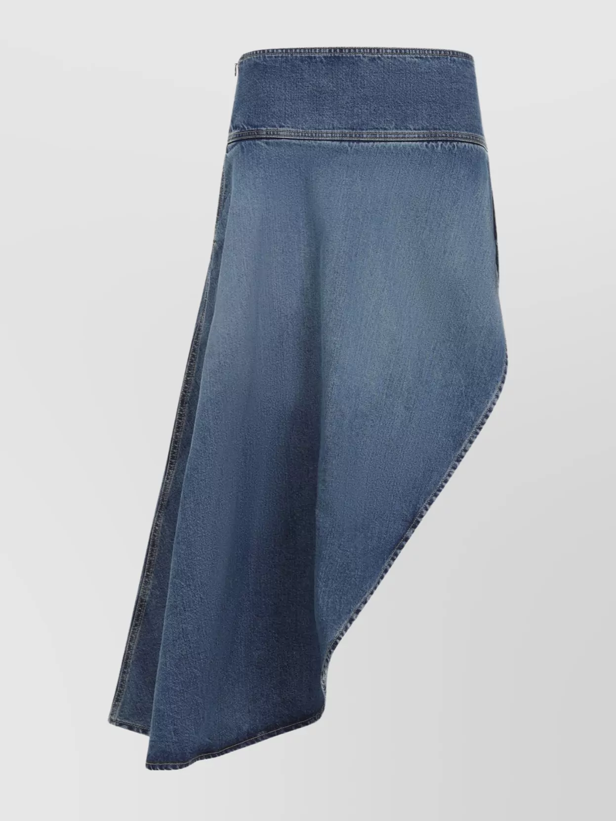 Shop Alaïa High Waist Asymmetric Raw Edge Denim Skirt In Blue