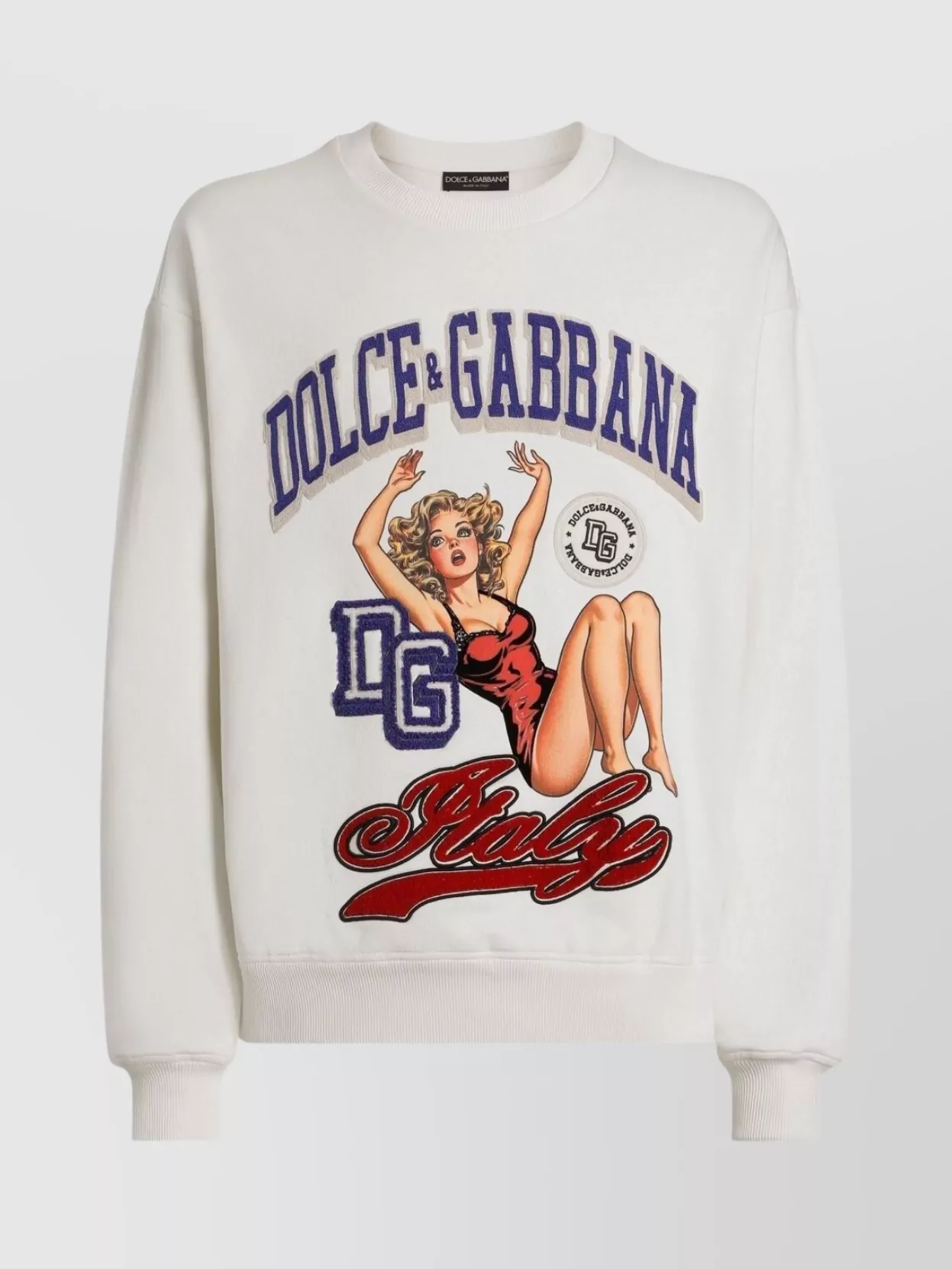 Dolce & Gabbana Sweatshirt With Pin-up Print In White
