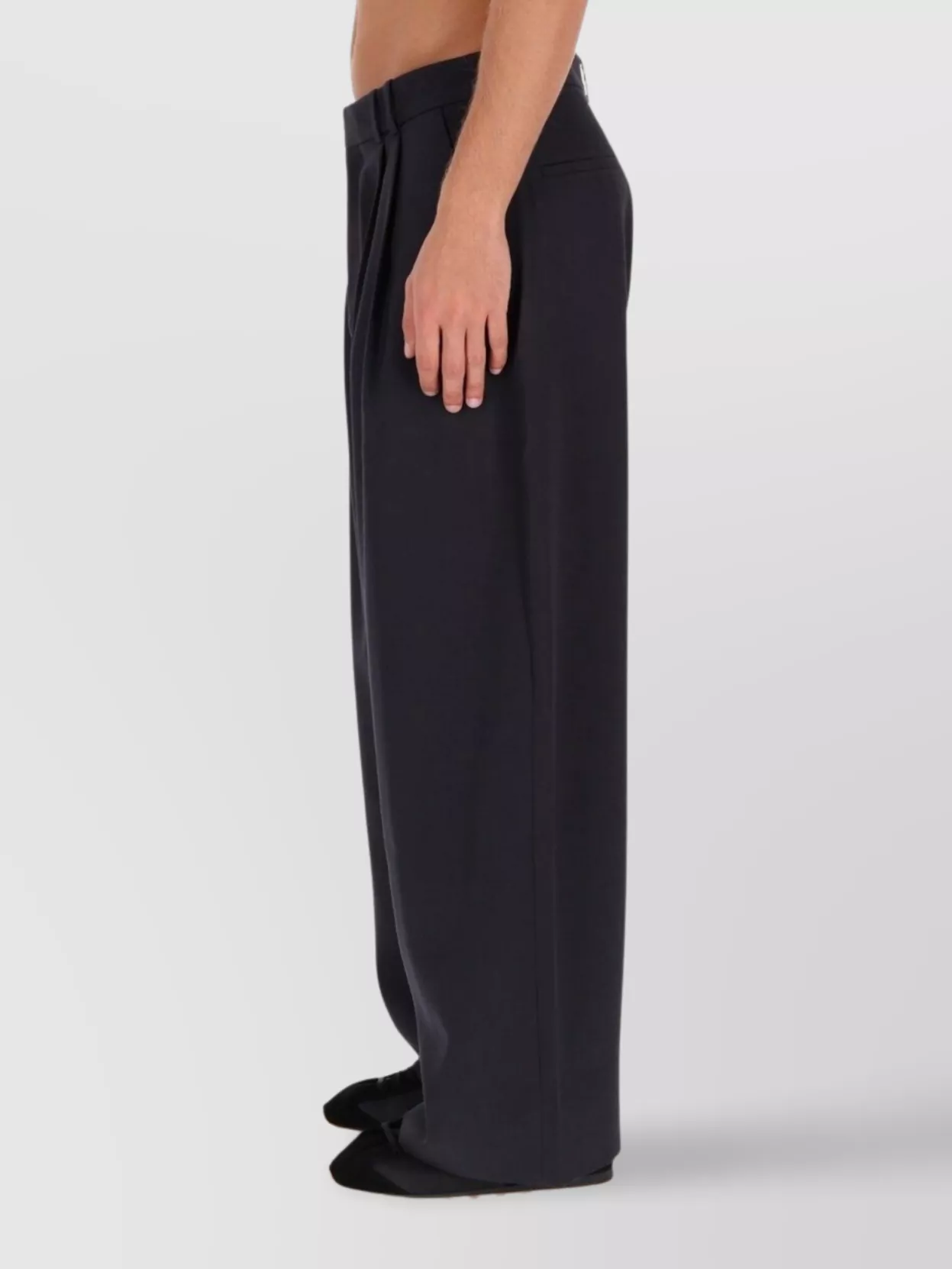Studio Nicholson Wide Leg Trousers Pleated Front In Black