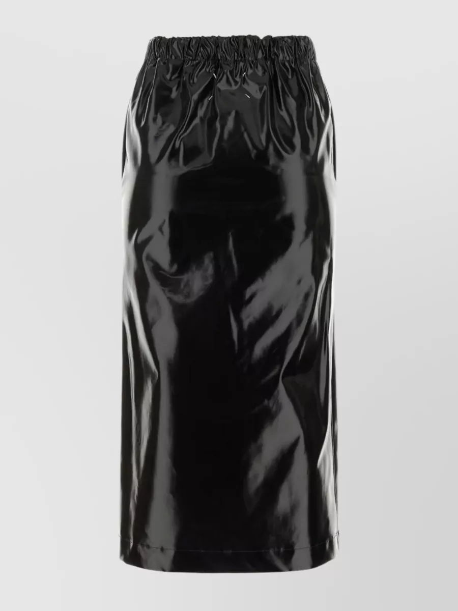 Shop Maison Margiela Stretch Cotton Skirt With Front And Back Slits In Black