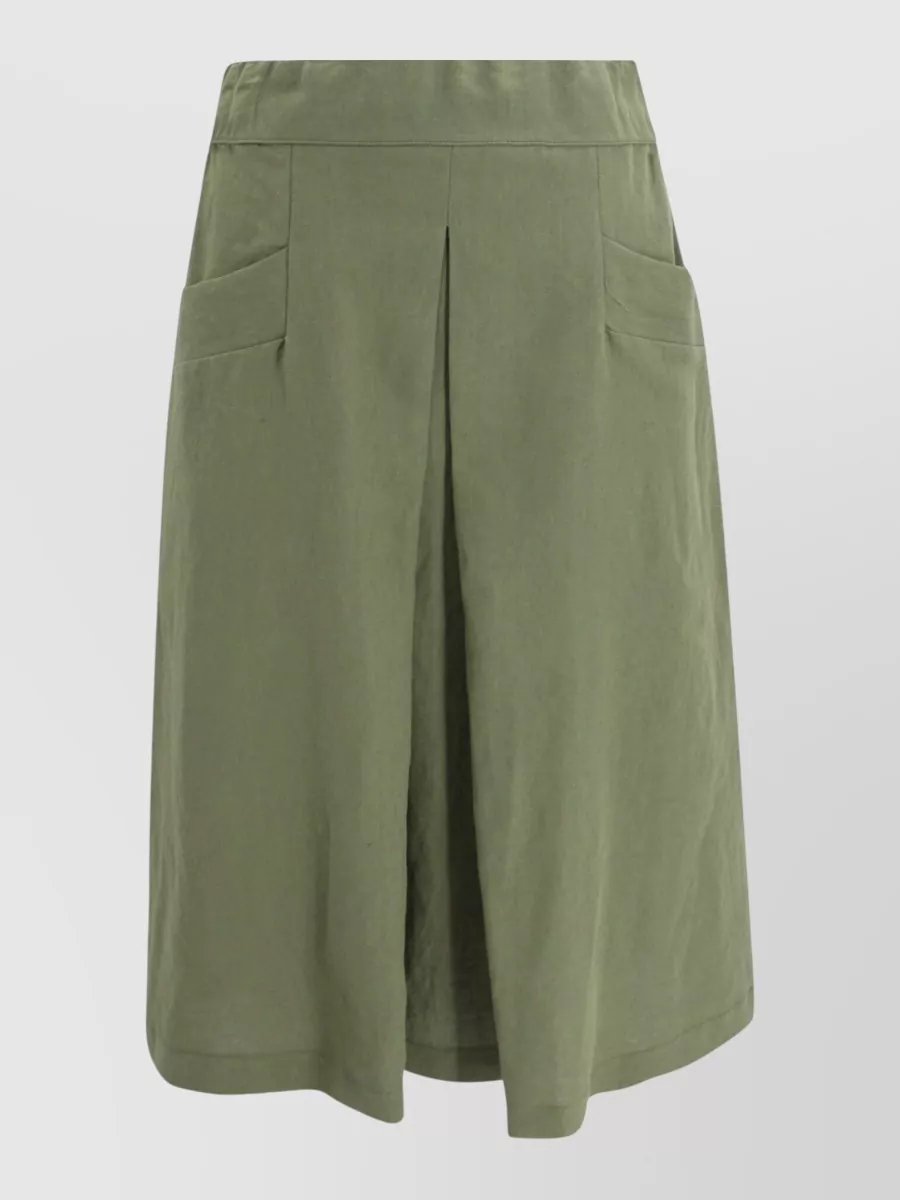 Whyci Linen High-Rise Pleated A-Line Skirt