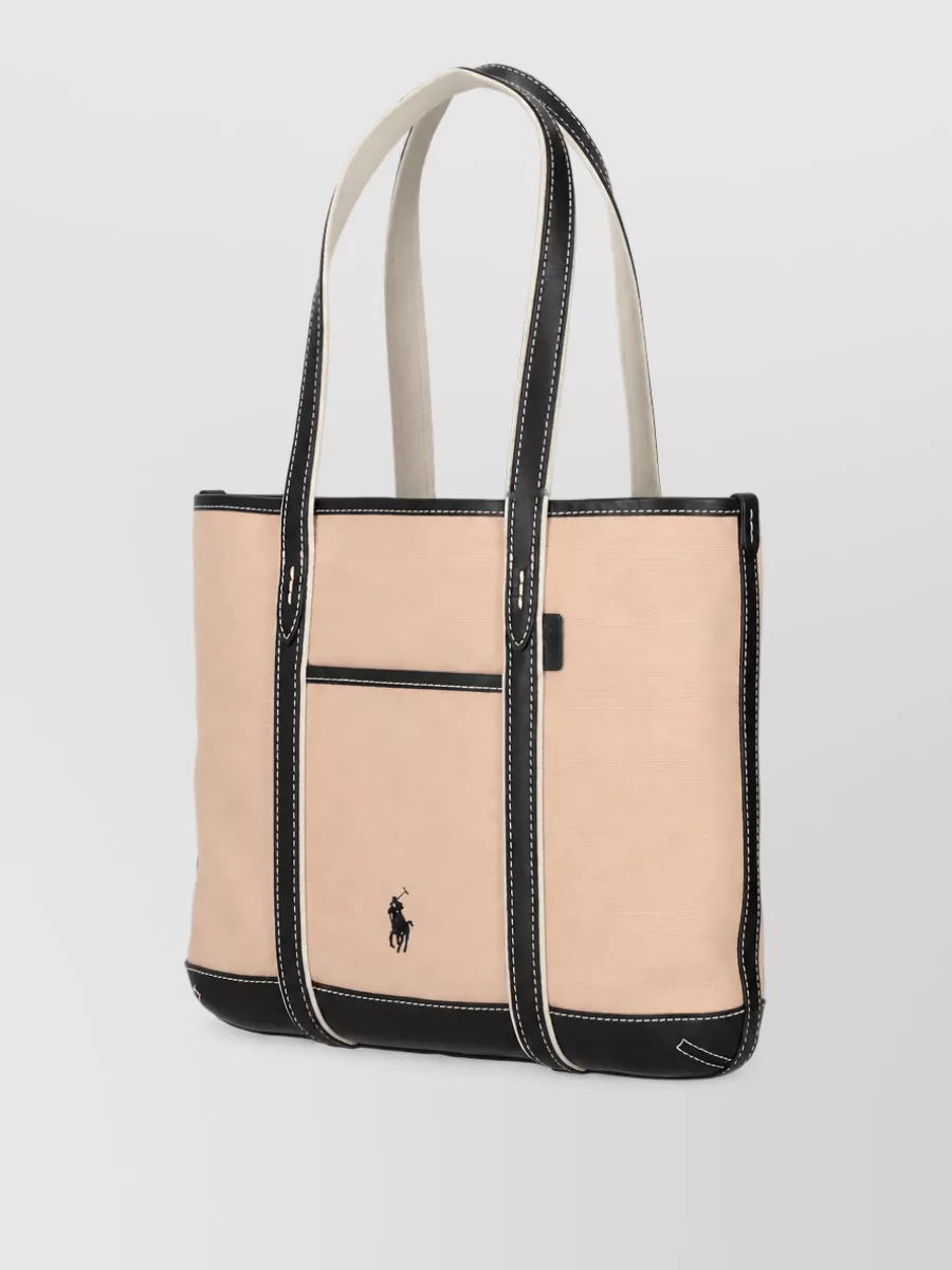 Ralph Lauren Canvas Leather Small Tote Bag