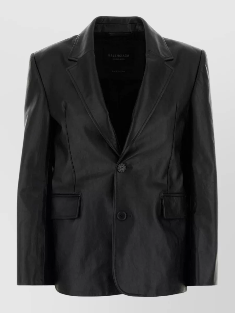 Balenciaga calf leather single-breasted leather jacket
