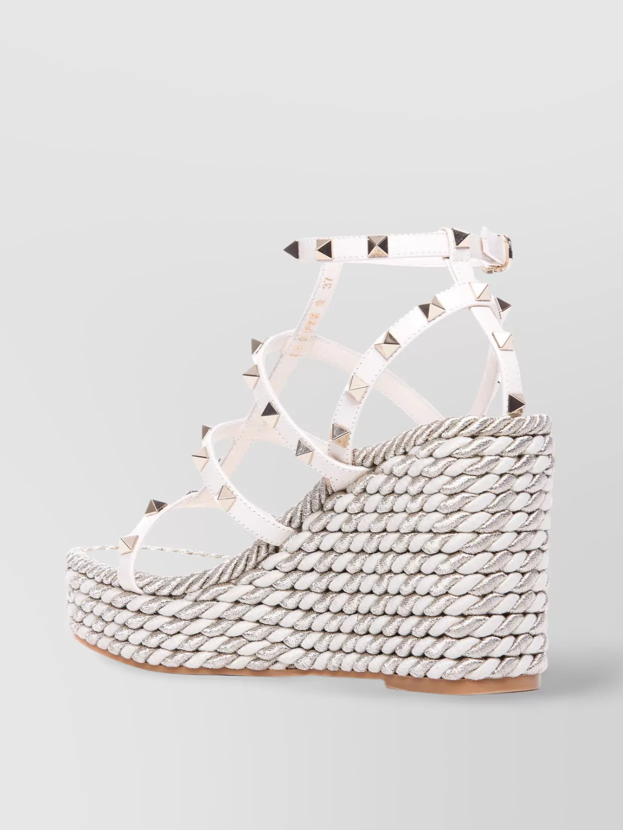 Shop Valentino High Wedge Heel Leather Sandals