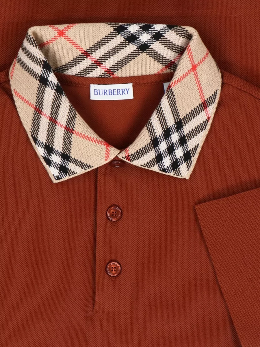 Burberry Check Collar Knit Polo Short Sleeve