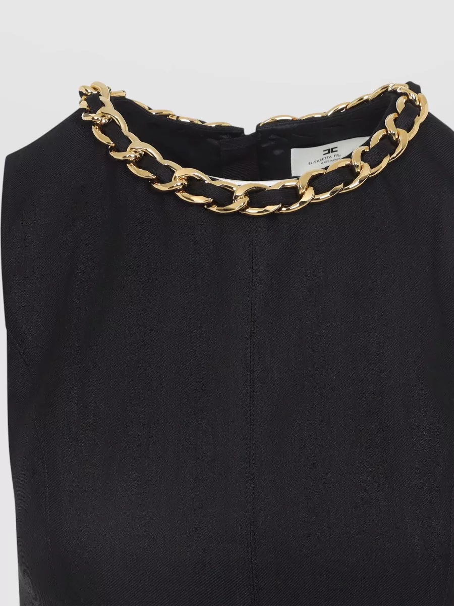 Elisabetta Franchi Sleeveless Cropped Linen Top