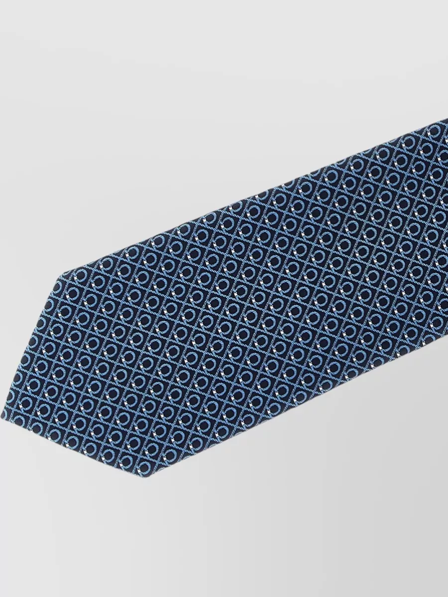 Ferragamo Biella Tie Slim Design Geometric Pattern