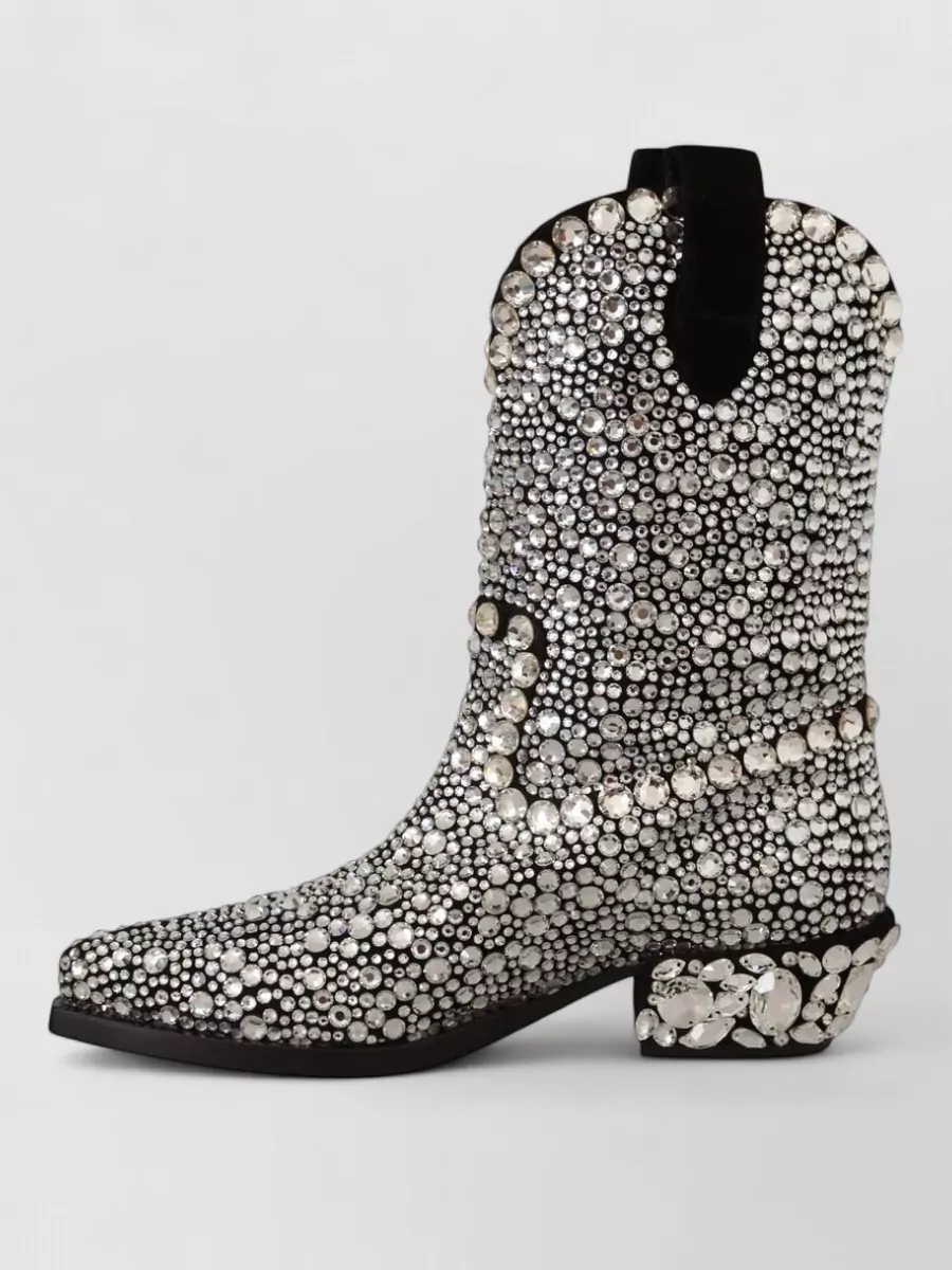 Dolce&Gabbana Suede Crystal-Embellished Cowboy Boots