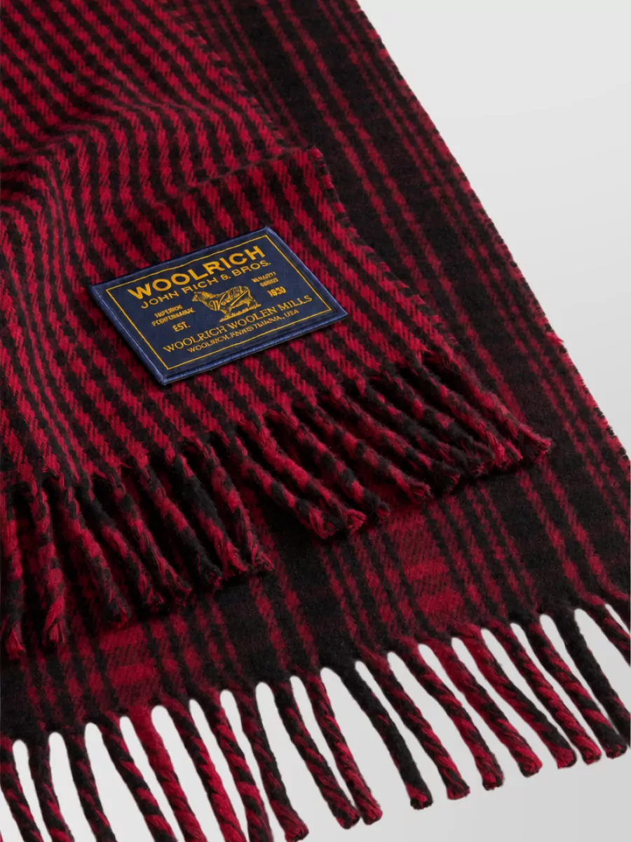 Woolrich Checked Wool Fringe Cape