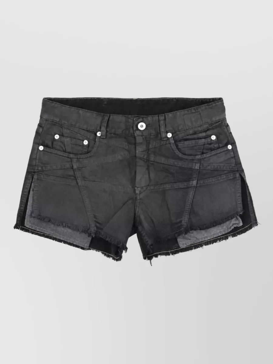 Rick Owens Drkshdw High Waist Denim Shorts Distressed Hem