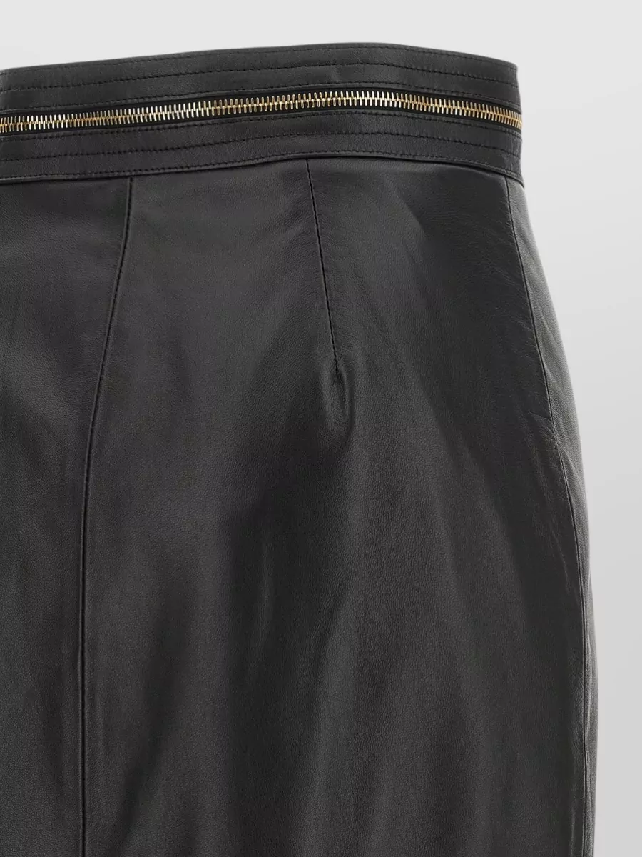Elisabetta Franchi Leather High-Rise Midi Pencil Skirt