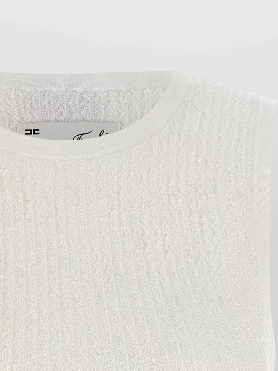 Elisabetta Franchi Ribbed Sleeveless Cropped Knit Top