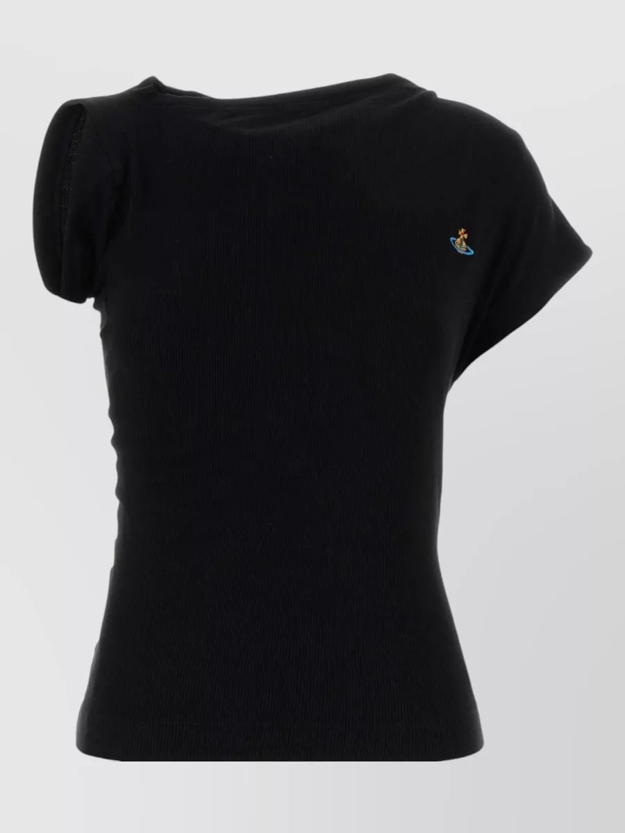 Vivienne Westwood ribbed asymmetric draped boat neck short-sleeve top