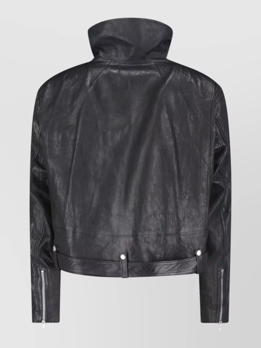 Rick Owens Leather Asymmetric Zip Biker Jacket