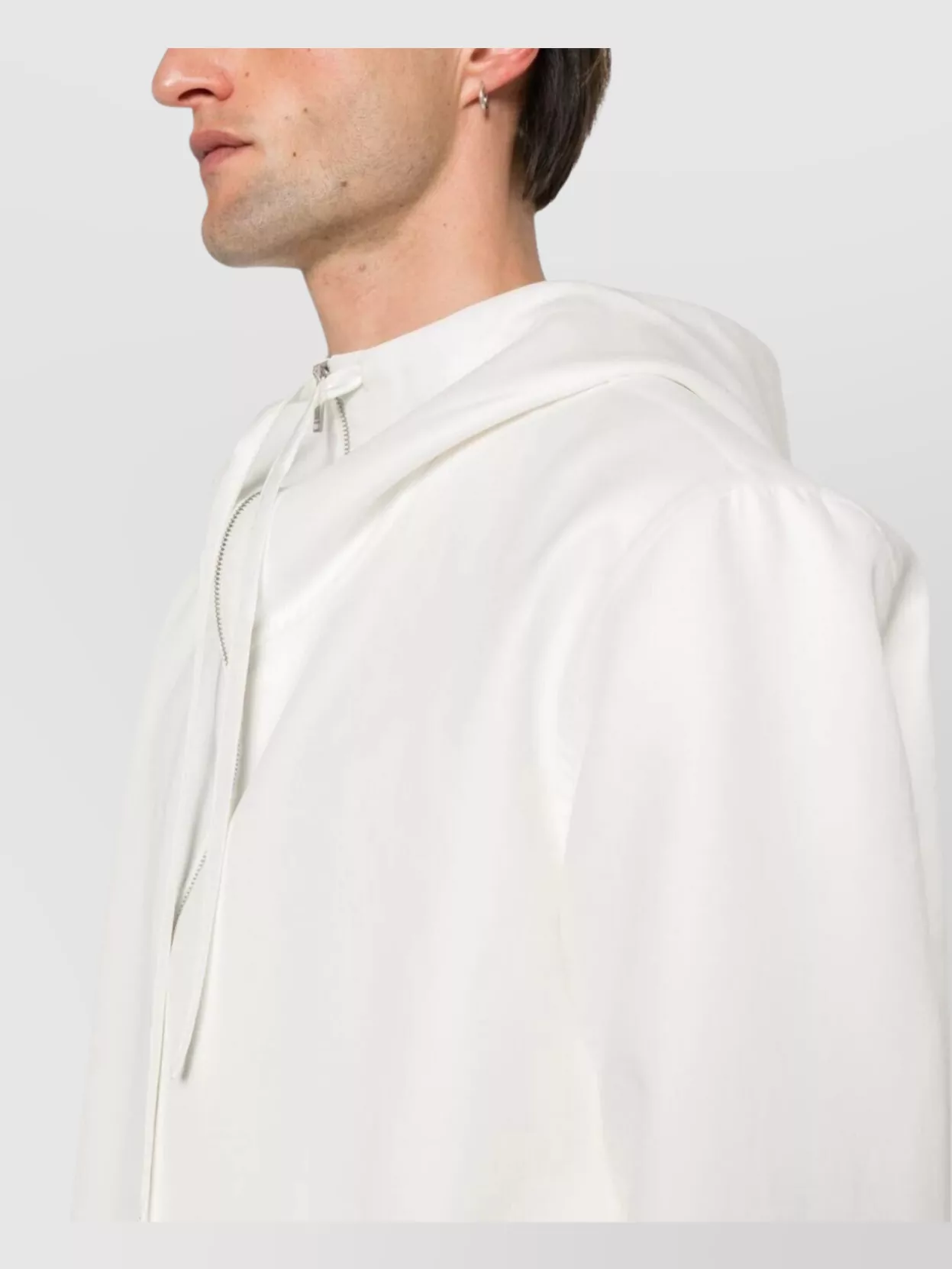 Jil Sander Boxy Fit Jacket With Hood And Drawstring In Neutral
