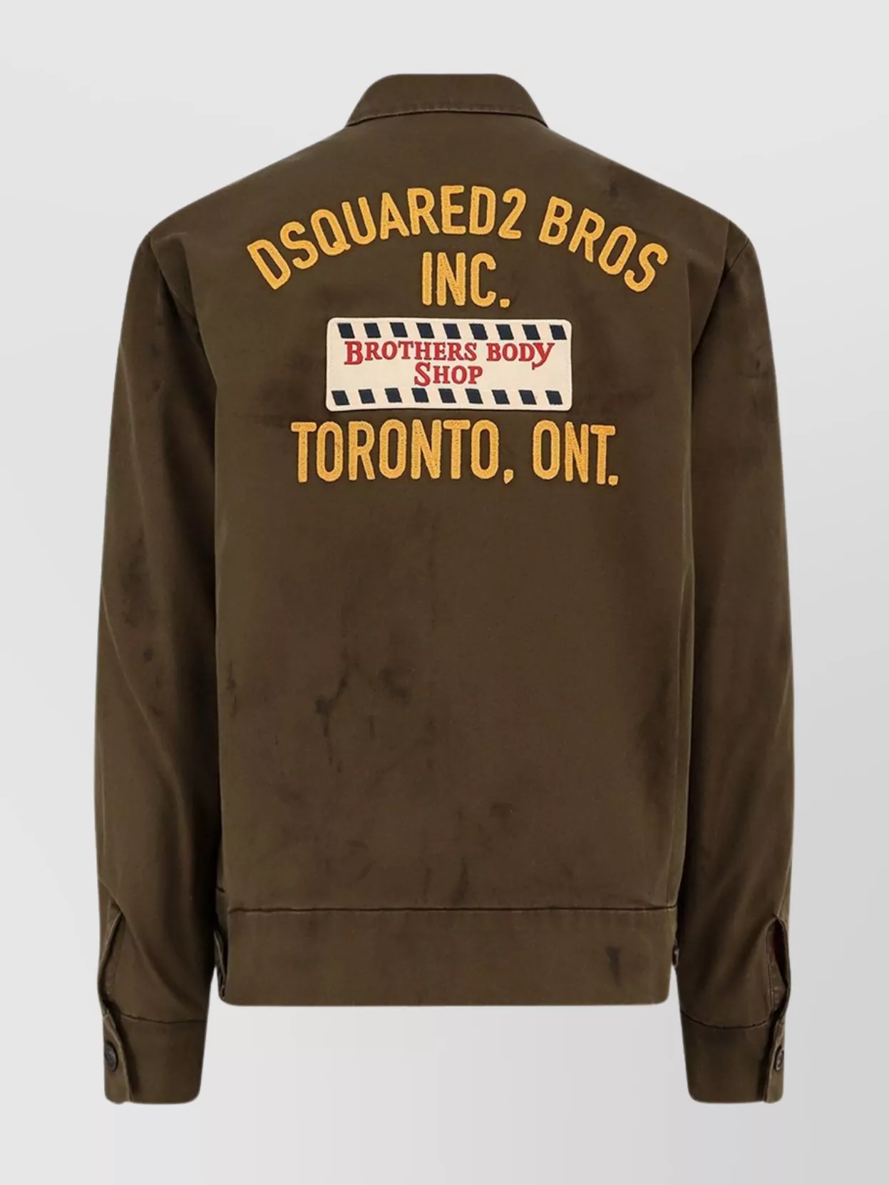 Dsquared2 Embroidered Patch Zip-up Jacket In Green