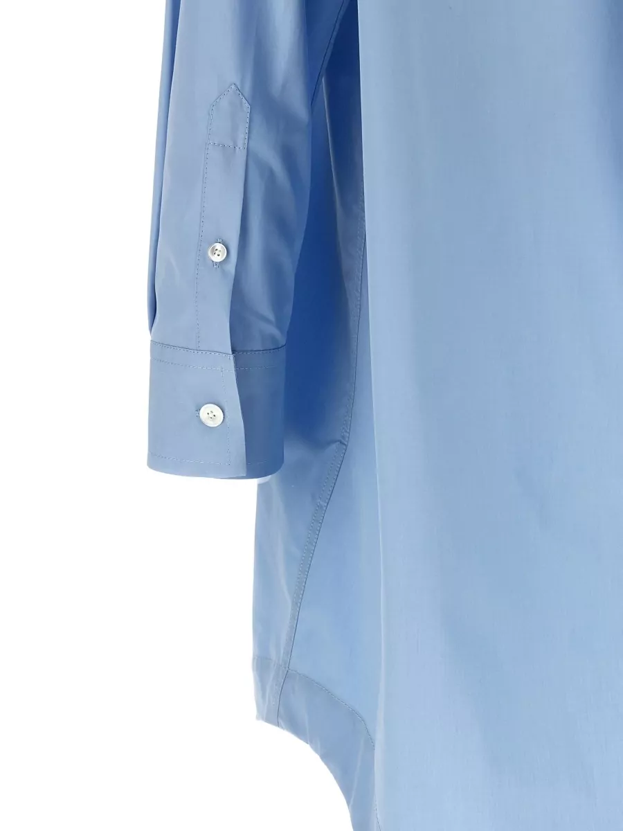 Ami Paris Cotton Long-Sleeve Asymmetric Midi Shirt Dress