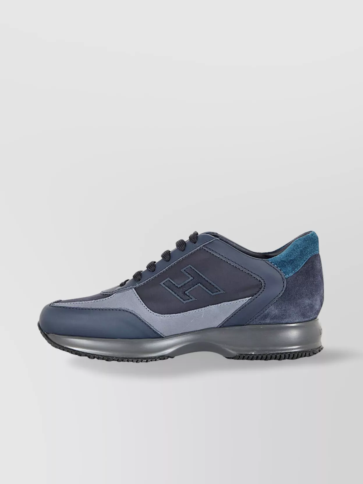 Hogan Interactive H Flock Sneakers With Contrast Panels In Blue
