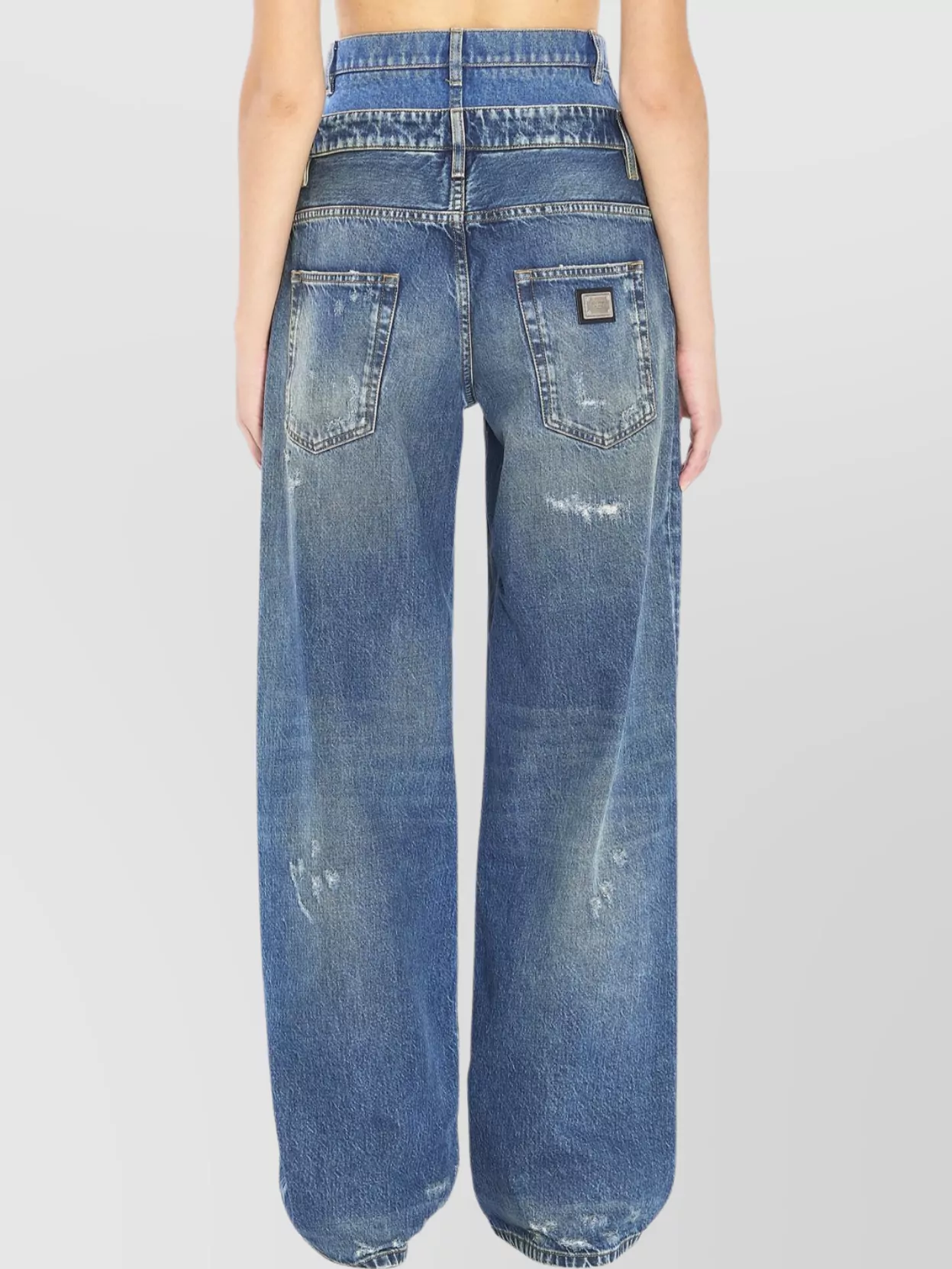 Dolce&Gabbana Double Waist Wide Leg Denim Trousers