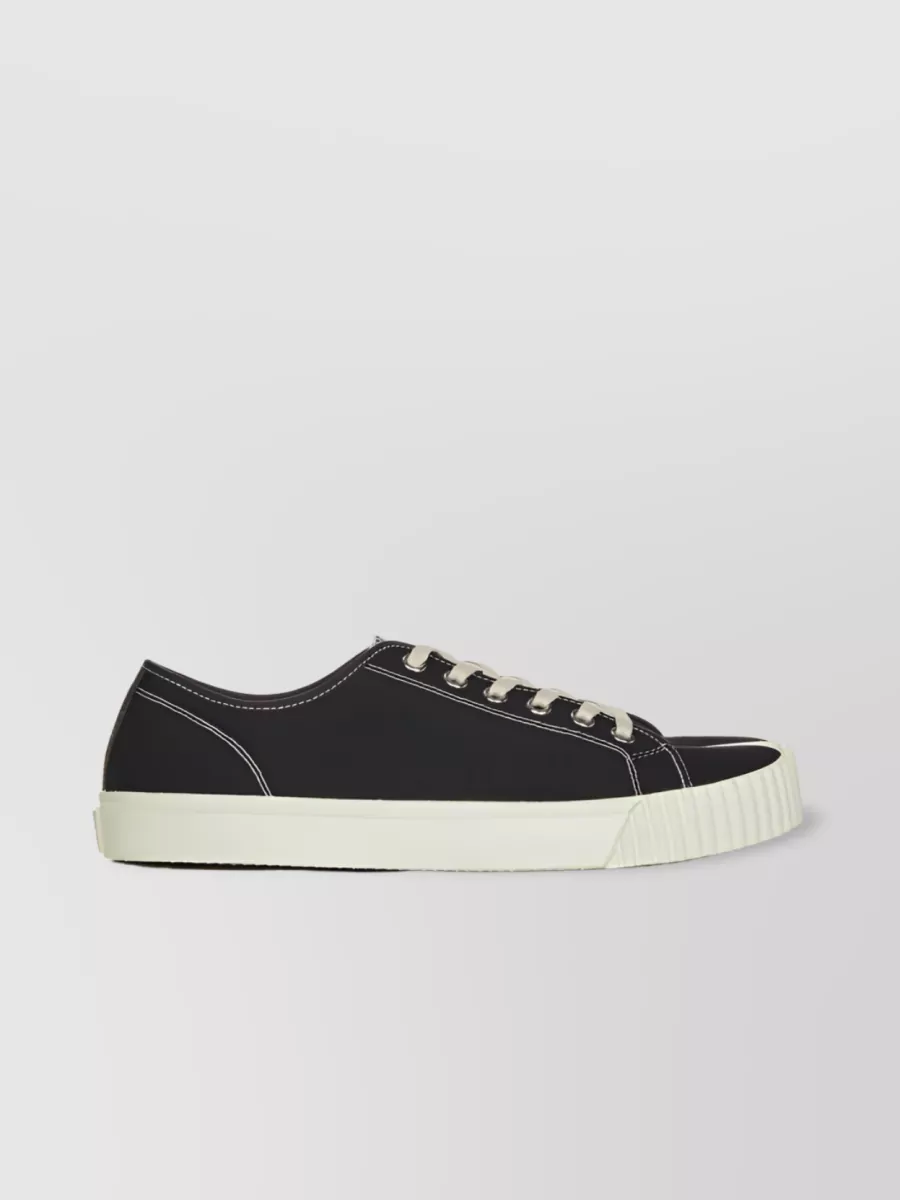 Shop Maison Margiela Tabi Canvas Sneakers With Distinctive Toe In Brown