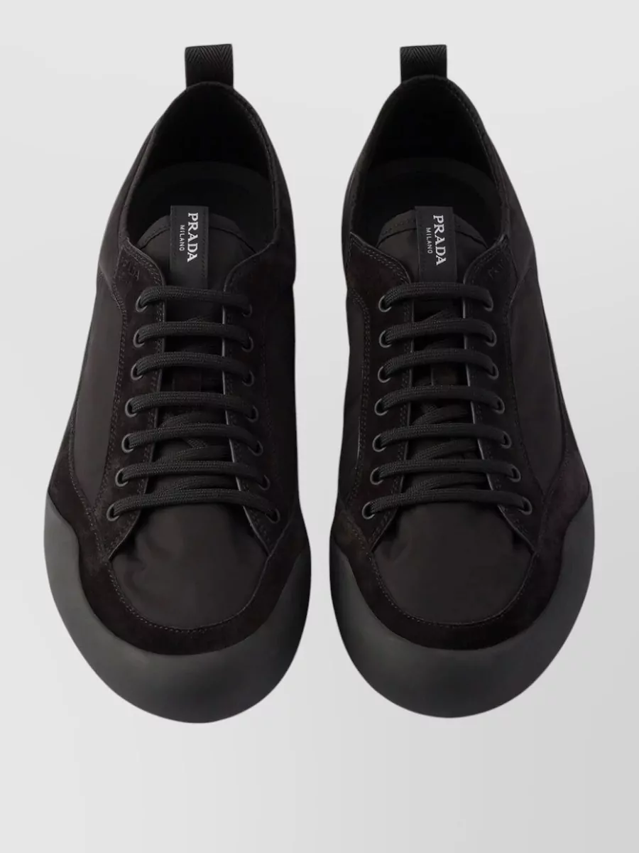 Prada Leather And Fabric Sneakers
