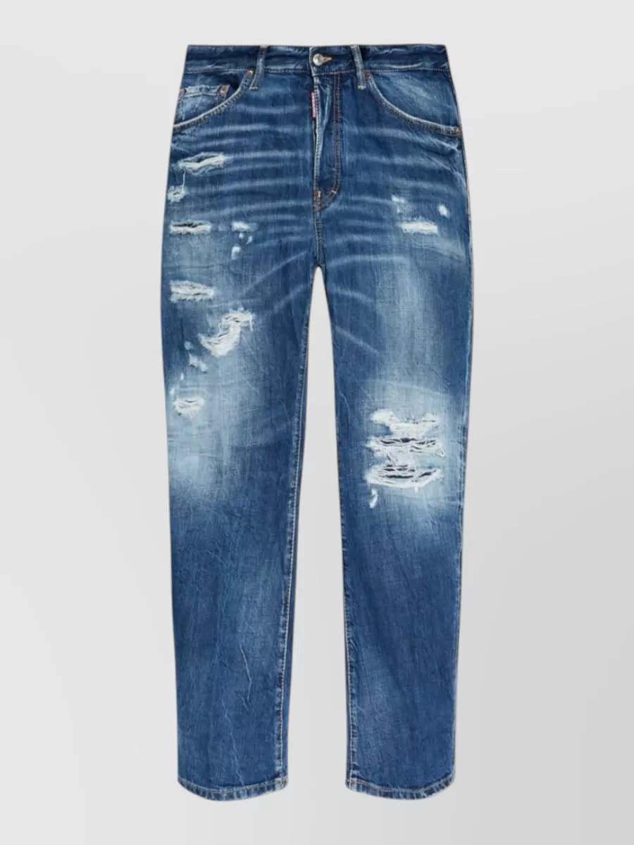 Dsquared2 cotton distressed straight-leg jeans