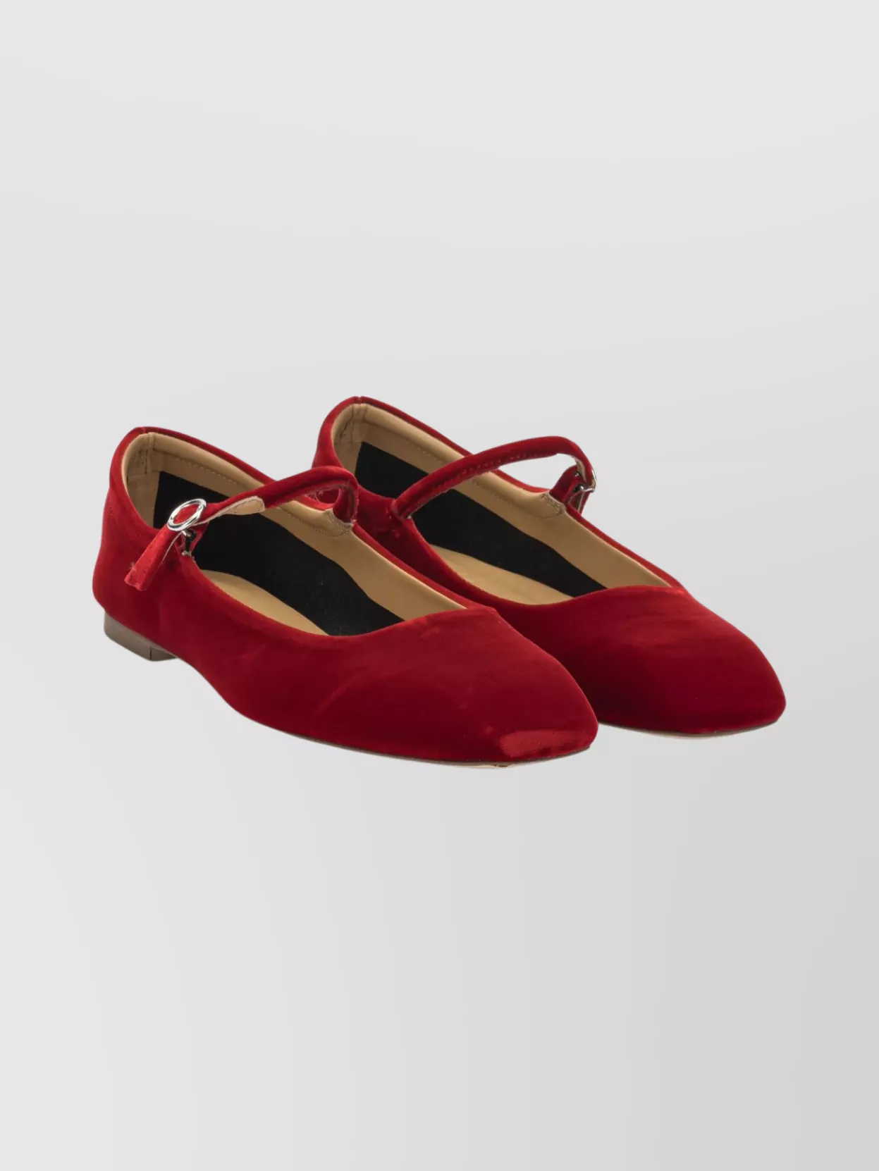 Aeyde Round Toe Velvet Ballerina Shoes With Flat Sole