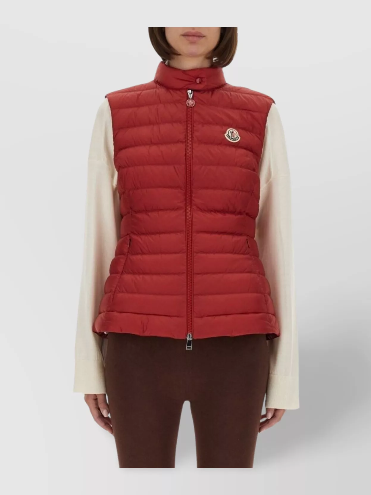 Moncler Fitted High Neck Sleeveless Padded Vest In Animal Print