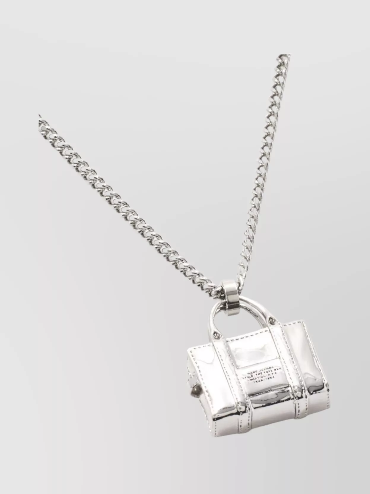 Marc Jacobs Bag Pendant Necklace Chain Link Adjustable In White