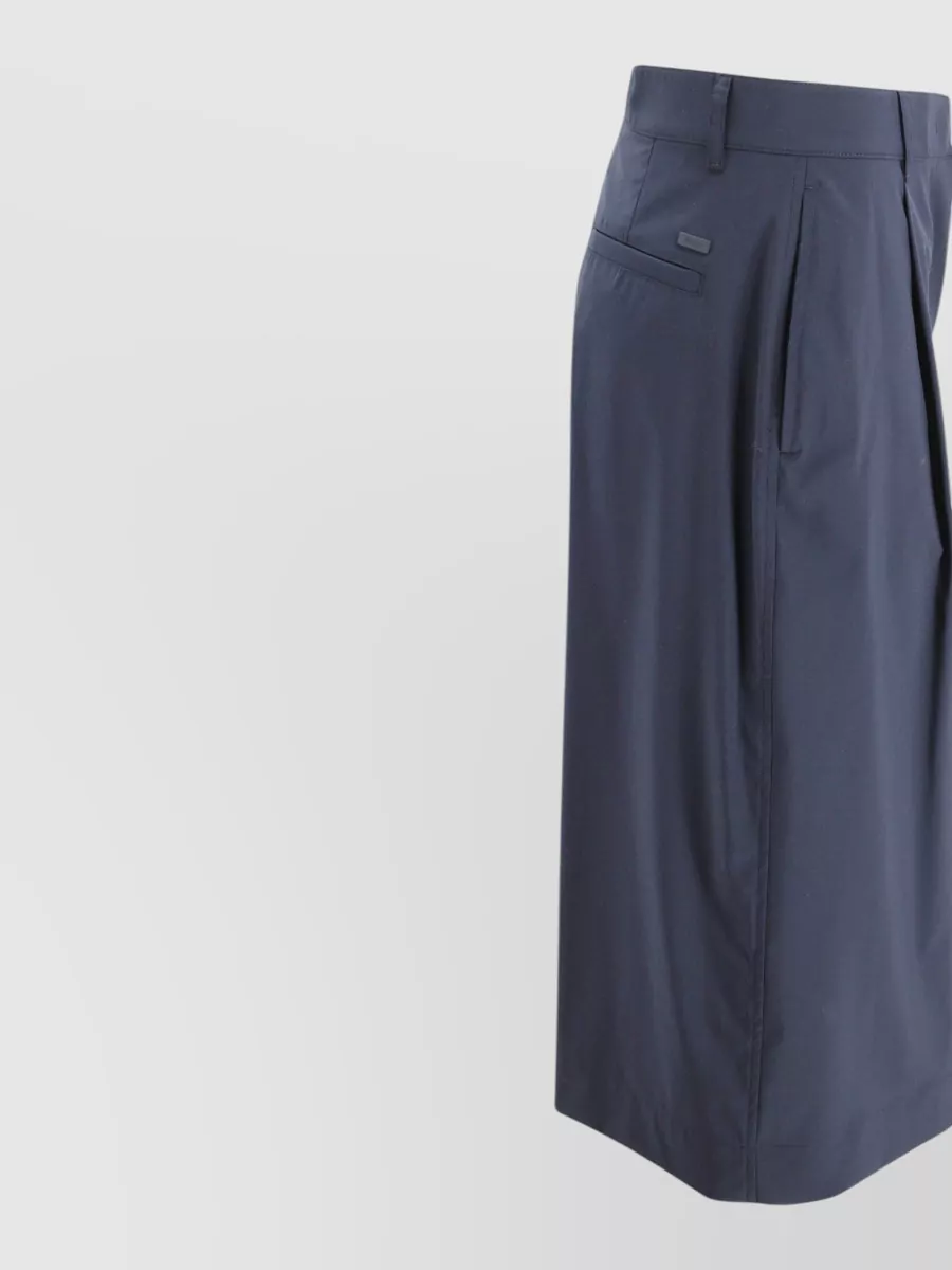 Herno Cotton High-Rise Pleated Bermuda Shorts