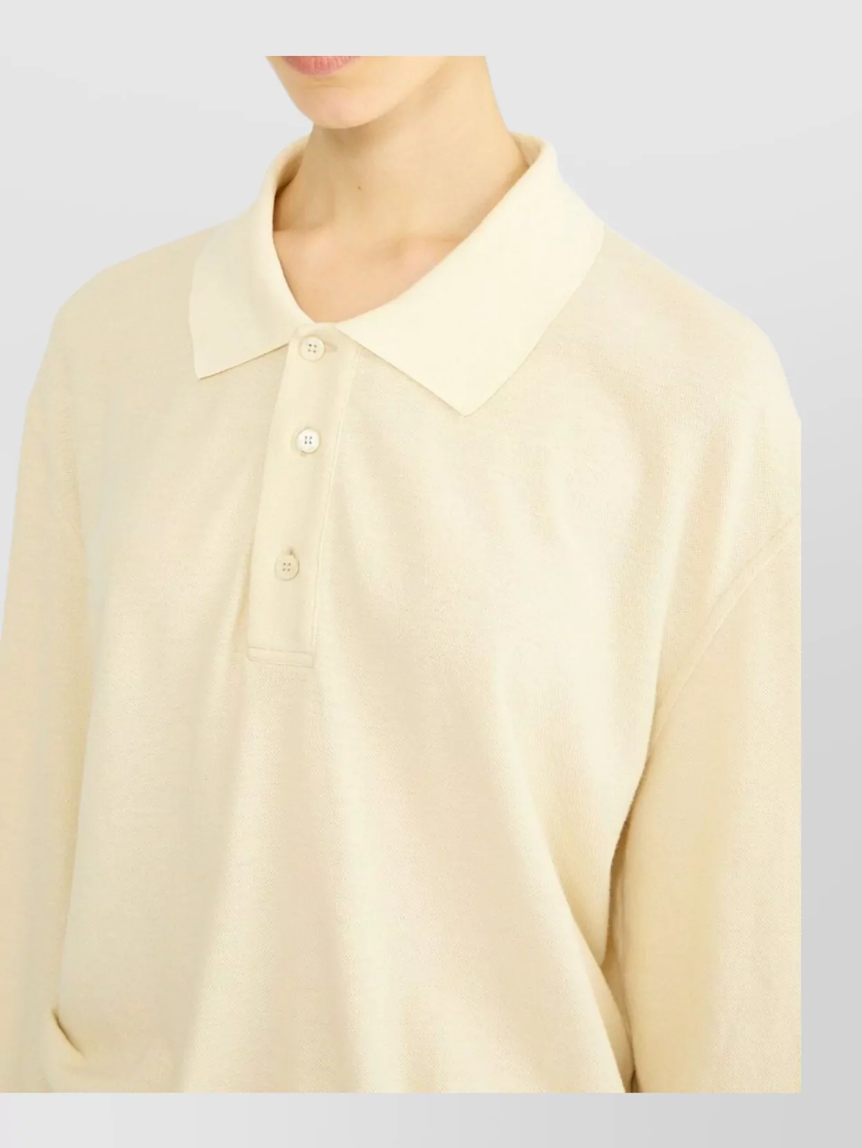 Maison Margiela White Midi Dress With Polo Collar And Gathered Waist