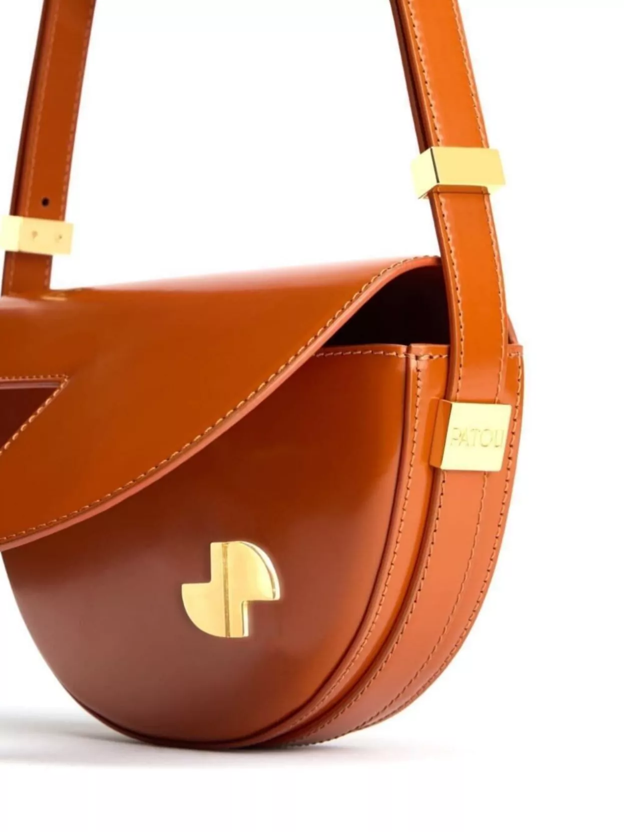 Patou Small Leather Shoulder Bag In Orange
