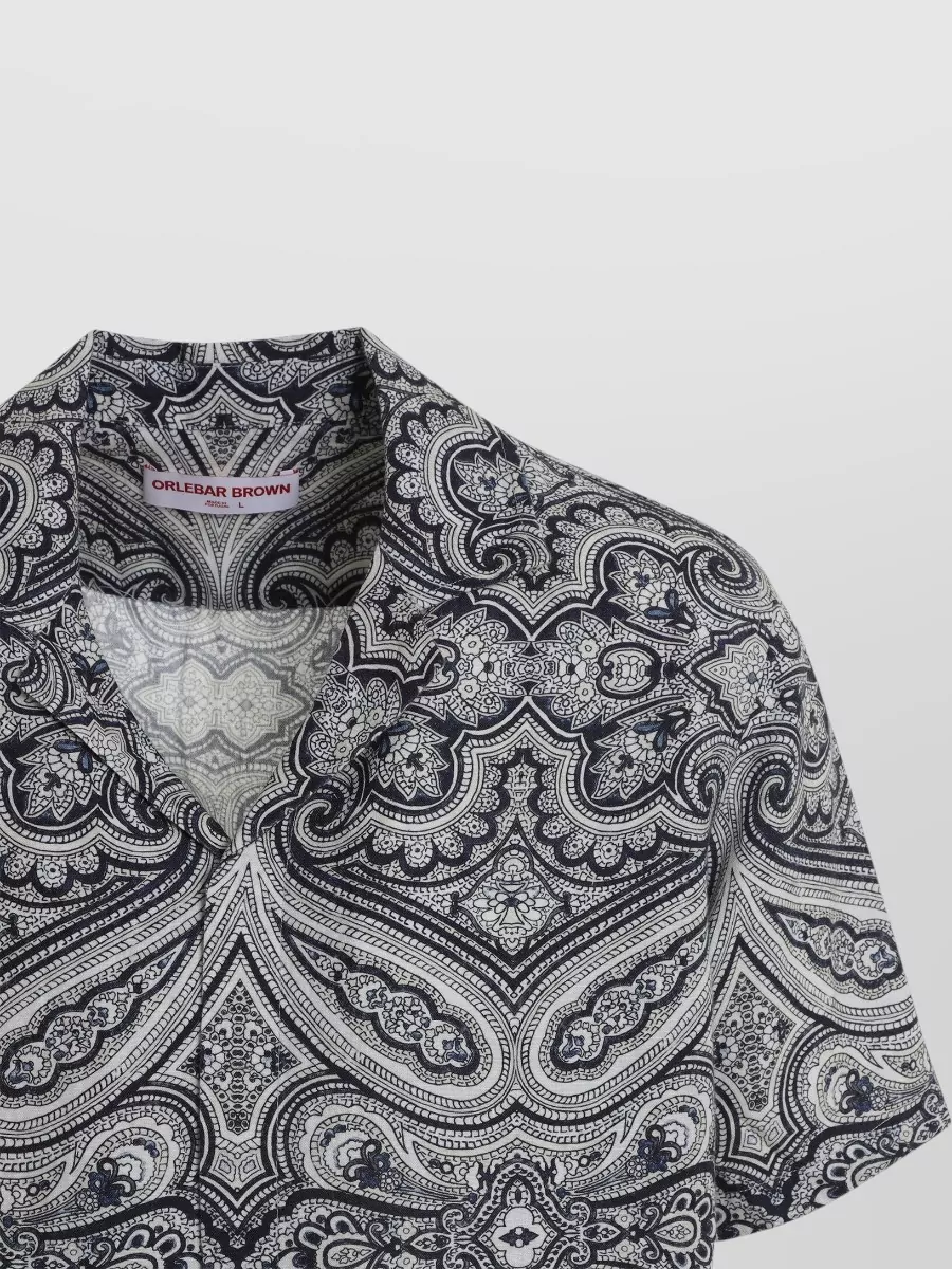 Orlebar Brown Linen Paisley-Print Short-Sleeve Bowling Shirt